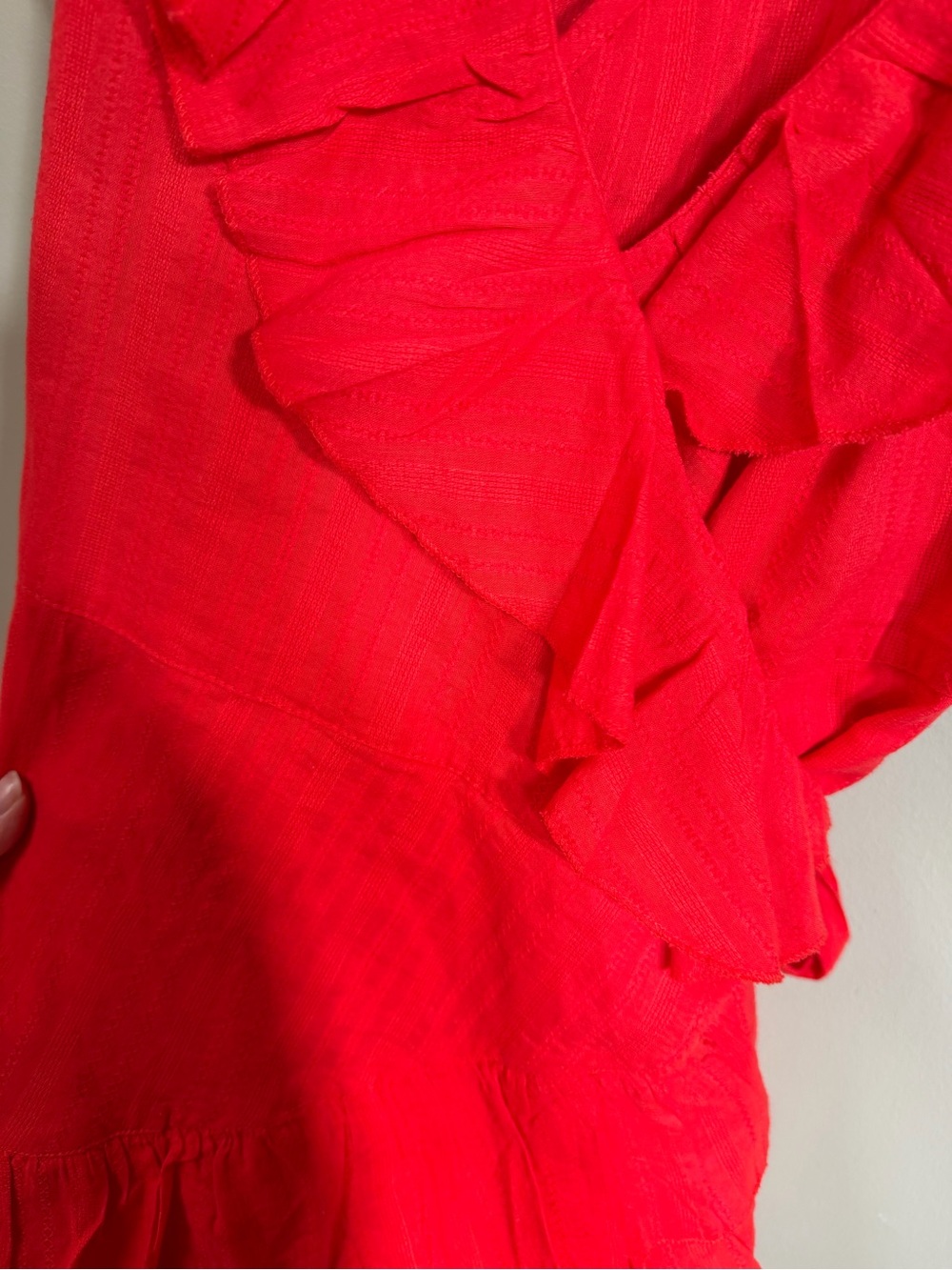 Melissa Odabash Red Molly Ruffle Cotton Wrap Dress size Medium NWT - Picture 5 of 7